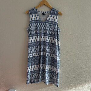 J. Jill Printed, Large Blue Dress with Pockets
